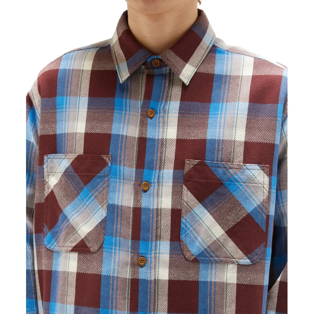 N.HOOLYWOOD BLUE BROWN CHECK SHIRT-BLUE CHECKERED