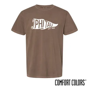 Phi Tau Comfort Colors Brown Pennant Short Sleeve Tee