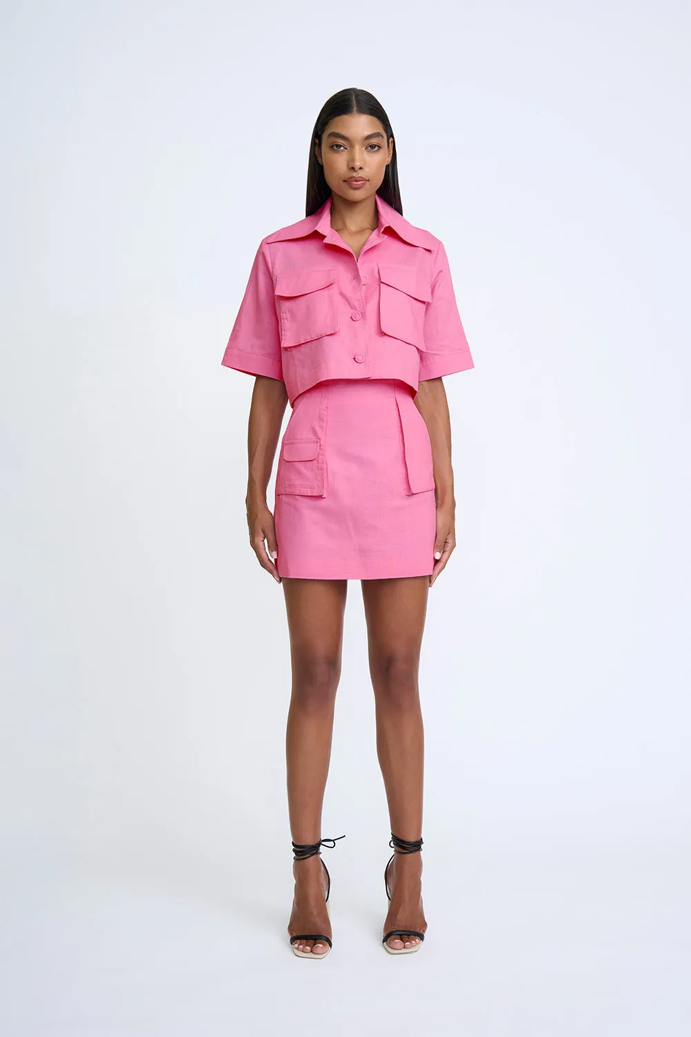 Pink Salt Pocket Crop Shirt | Final Sale - Pink Salt