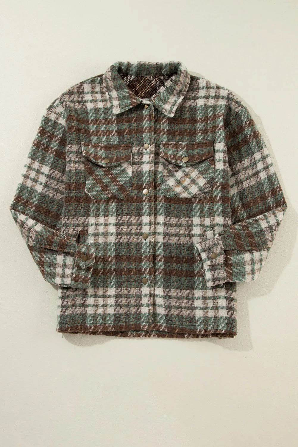 Plaid Collared Button Front Shacket