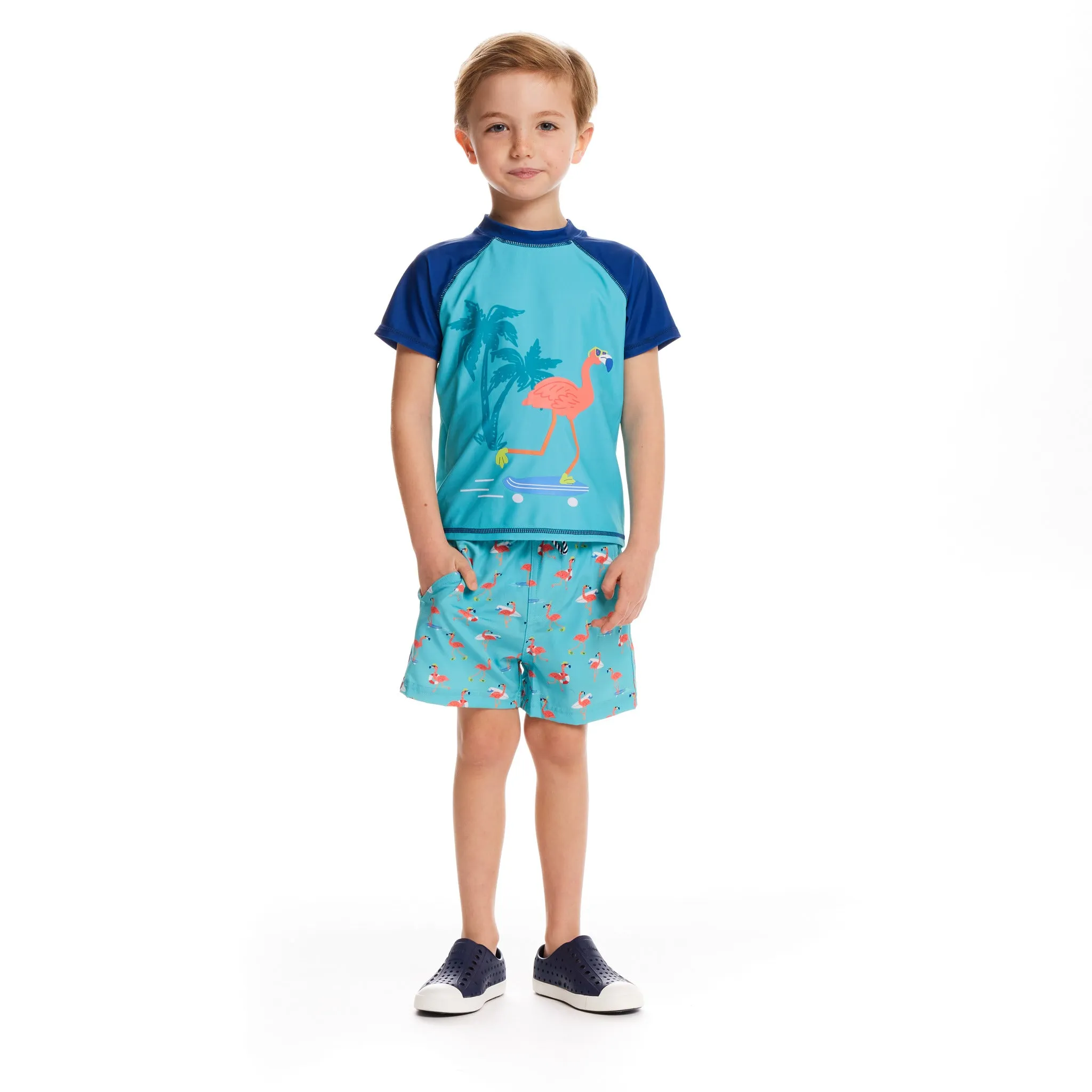 Raglan Rashguard and Boardshort | Surfing & Skating Flamingo