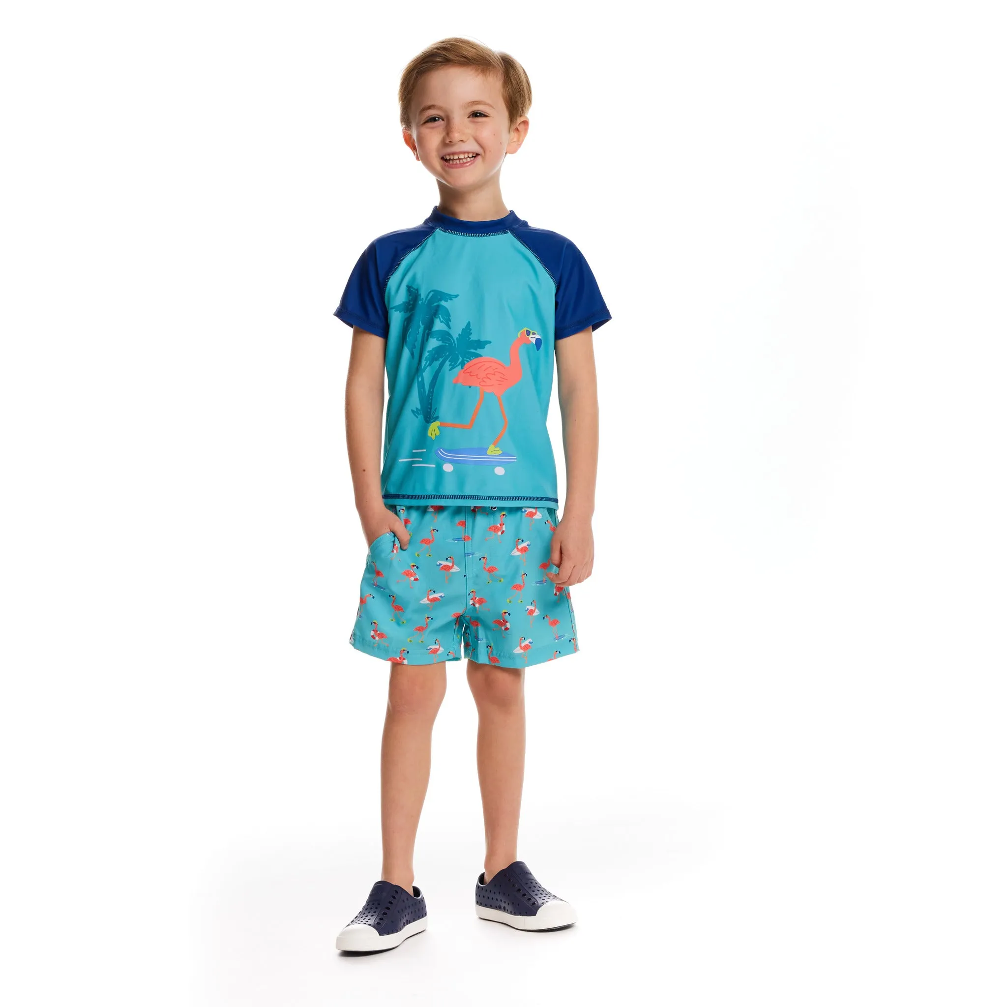 Raglan Rashguard and Boardshort | Surfing & Skating Flamingo