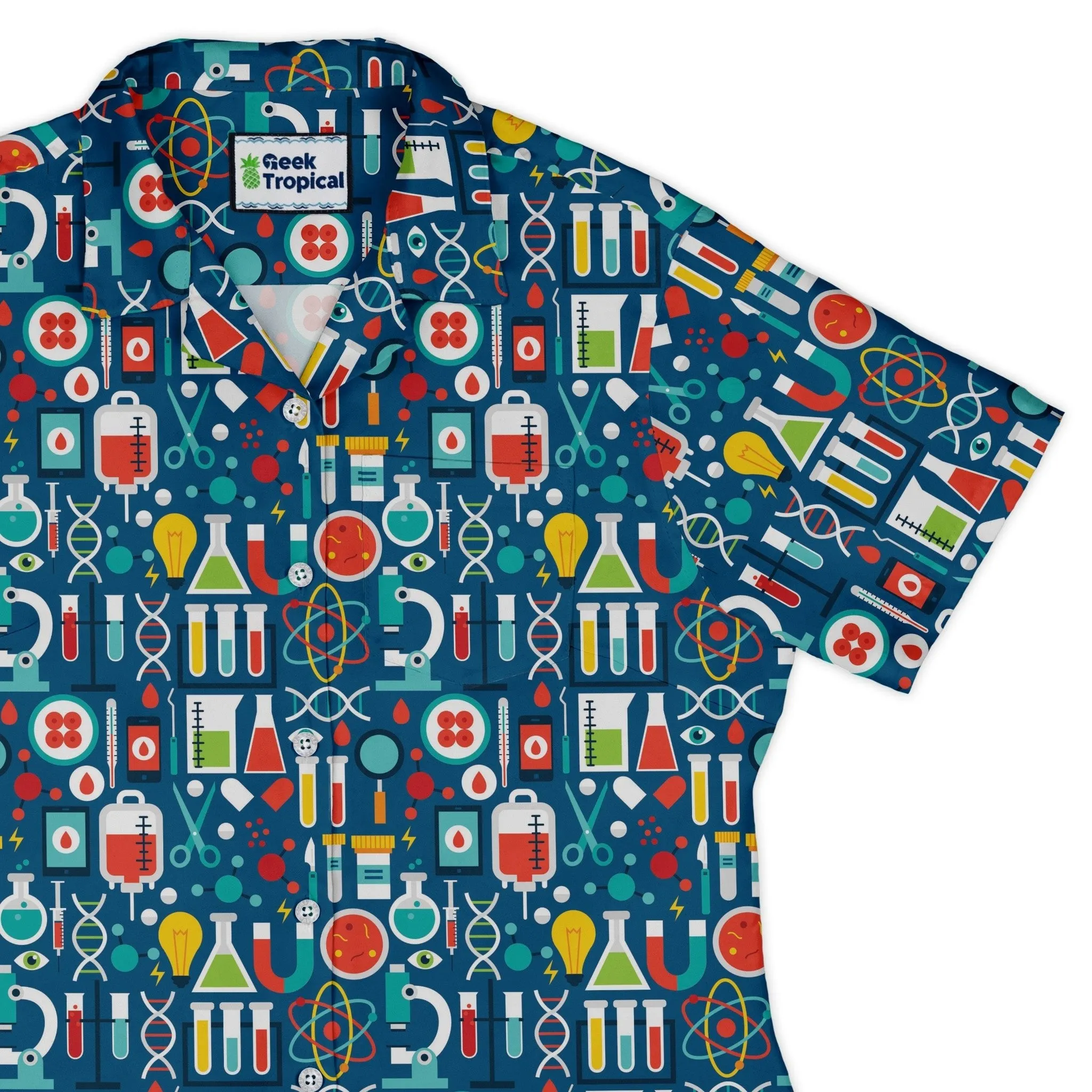 Science Lab Blue Science Curvy Button Up Shirt