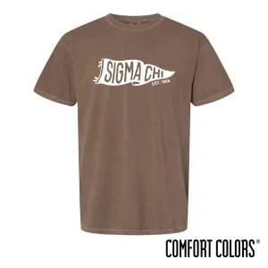 Sigma Chi Comfort Colors Brown Pennant Short Sleeve Tee