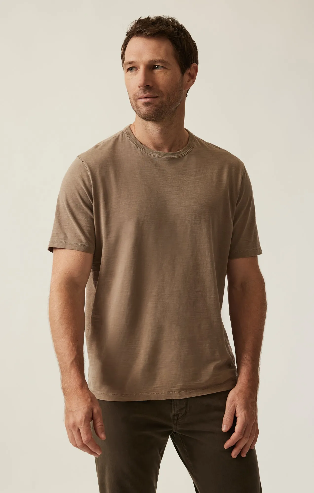 Slub Crew Neck T-Shirt in Shitake