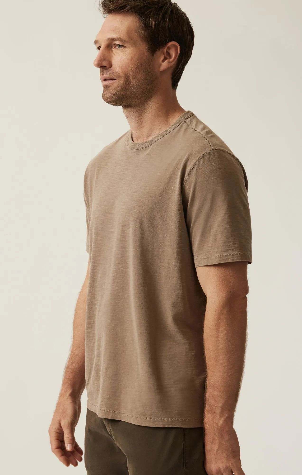 Slub Crew Neck T-Shirt in Shitake