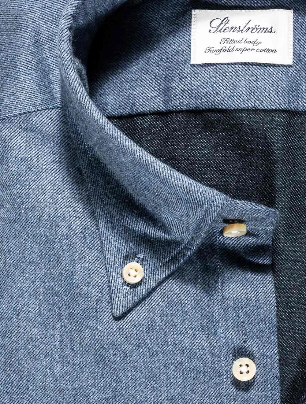 Soft Cotton Twofold Shirt Blue