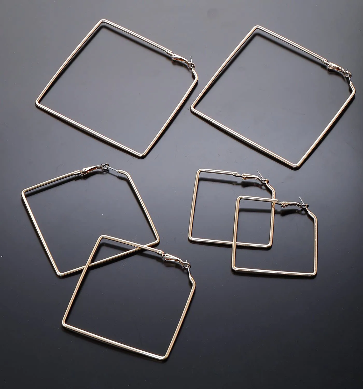 Square Hoop Earrings 3 Pairs Geometric Hoop Earrings Dangle Earring Set For Women Girls