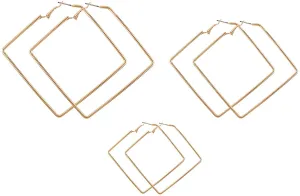 Square Hoop Earrings 3 Pairs Geometric Hoop Earrings Dangle Earring Set For Women Girls