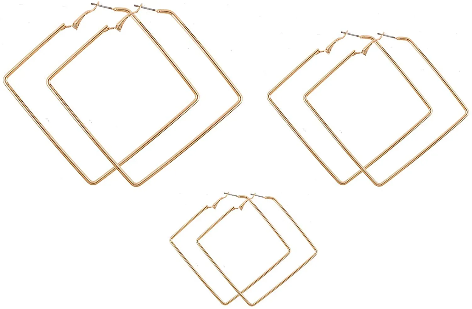 Square Hoop Earrings 3 Pairs Geometric Hoop Earrings Dangle Earring Set For Women Girls