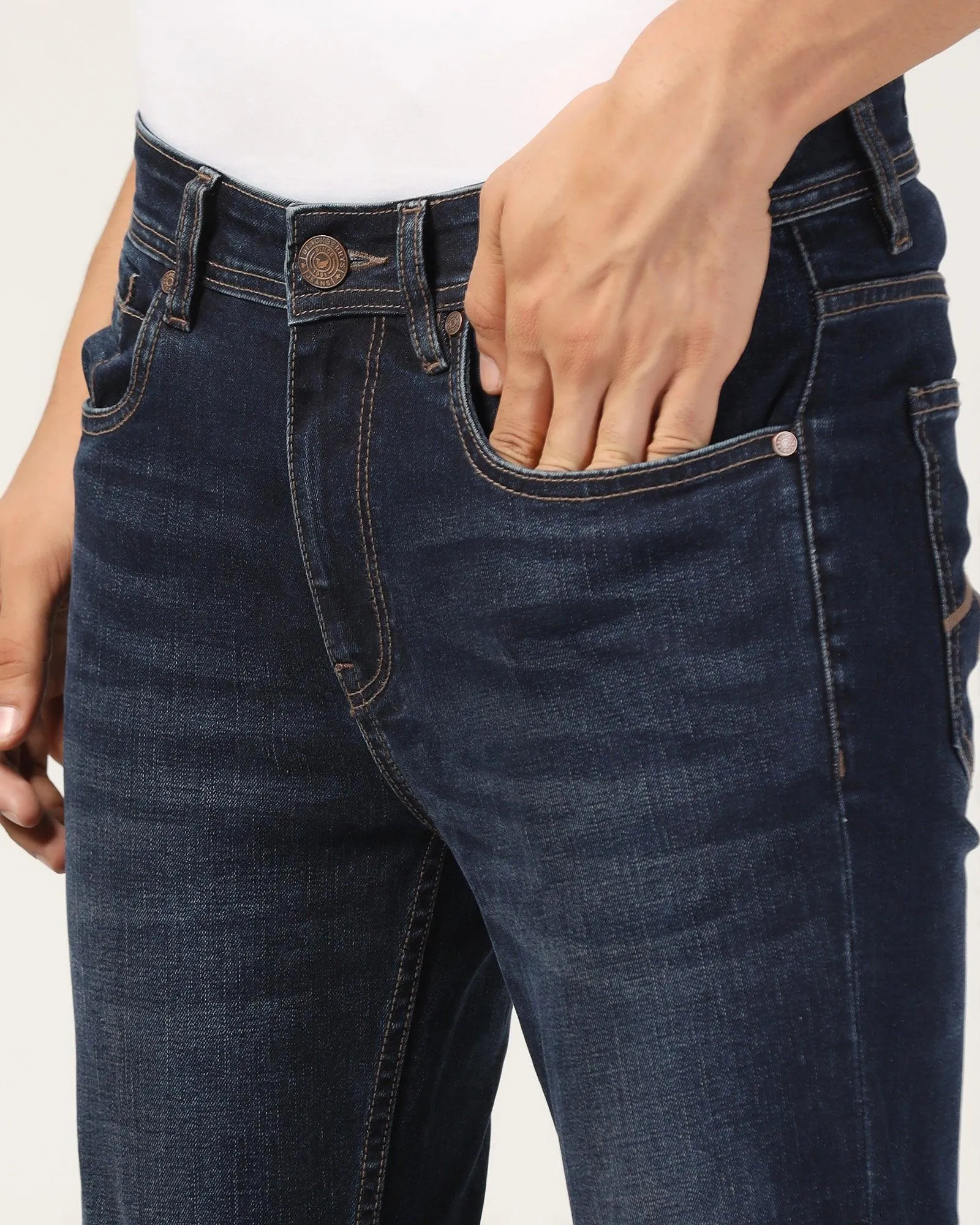 Super Clean Slim Yonk Fit Indigo Blue Jeans - Ren