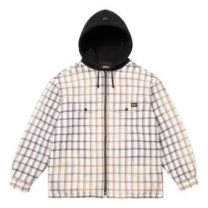 SUPREME DICKIES PLAID HOODED ZIP UP SHIRT-WHITE