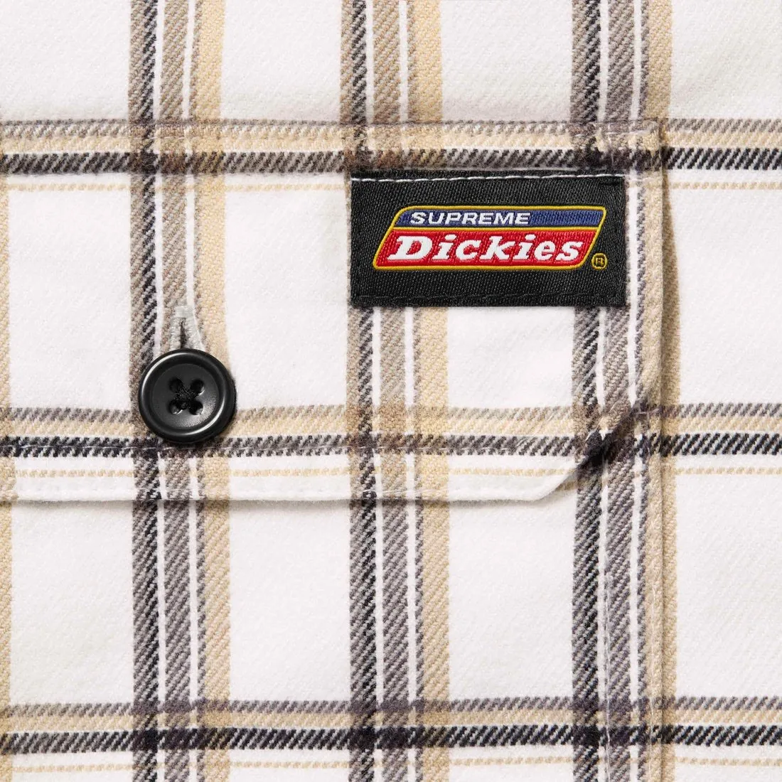 SUPREME DICKIES PLAID HOODED ZIP UP SHIRT-WHITE