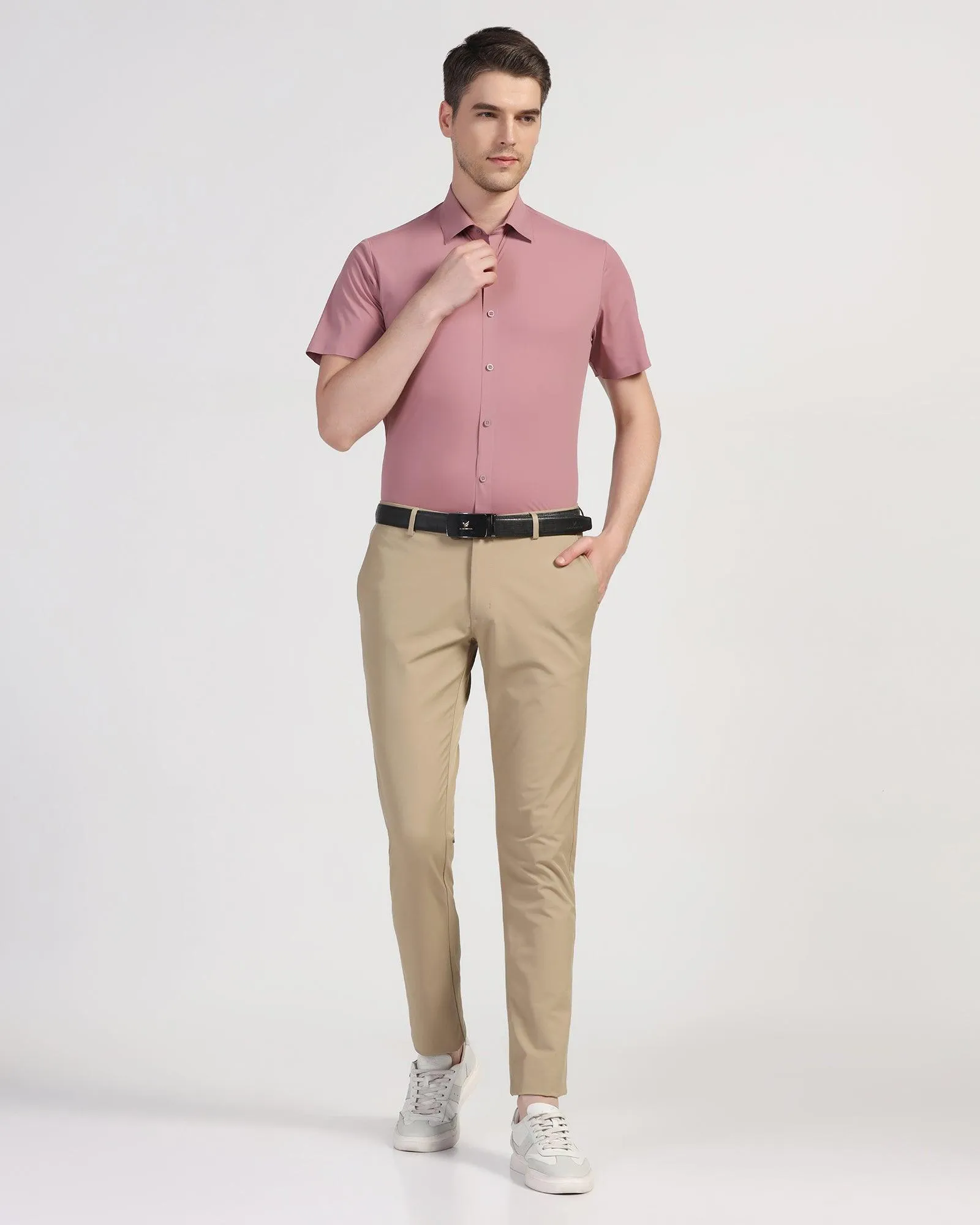 TechPro Formal Half Sleeve Pink Solid Shirt - Shane