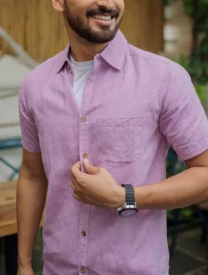 TENCEL™ Lyocell-Linen Half Sleeve Shirt in Lavender