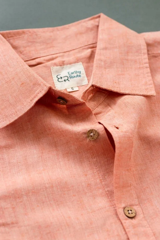 TENCEL™ Lyocell-Linen Half Sleeve Shirt in Rust Orange