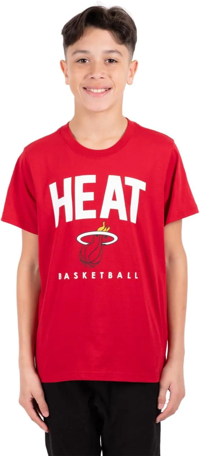 Ultra Game NBA Official Youth Super Soft Game Time T-Shirt, Miami Heat, Team Color|Miami Heat