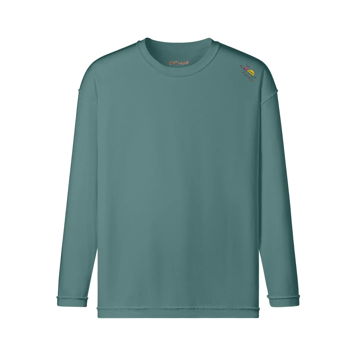 Unisex Reverse Seam Washed Long Sleeve T-shirt - Love Turtle on the shoulder