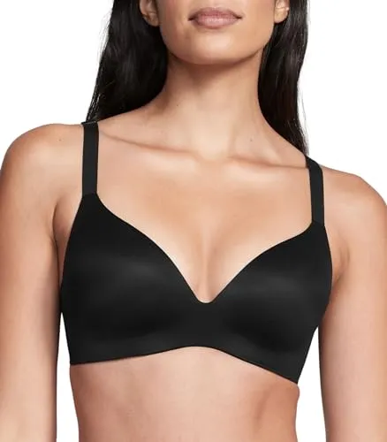 Victoria's Secret Infinity Flex Push Up Bra, Seamless Bra, Wireless Bra, Full Coverage Bra, Back Smoothing Bra, Padded Bra, T Shirt Bra, Bras No Underwire, Comfortable Bras for Women, Black (32C)