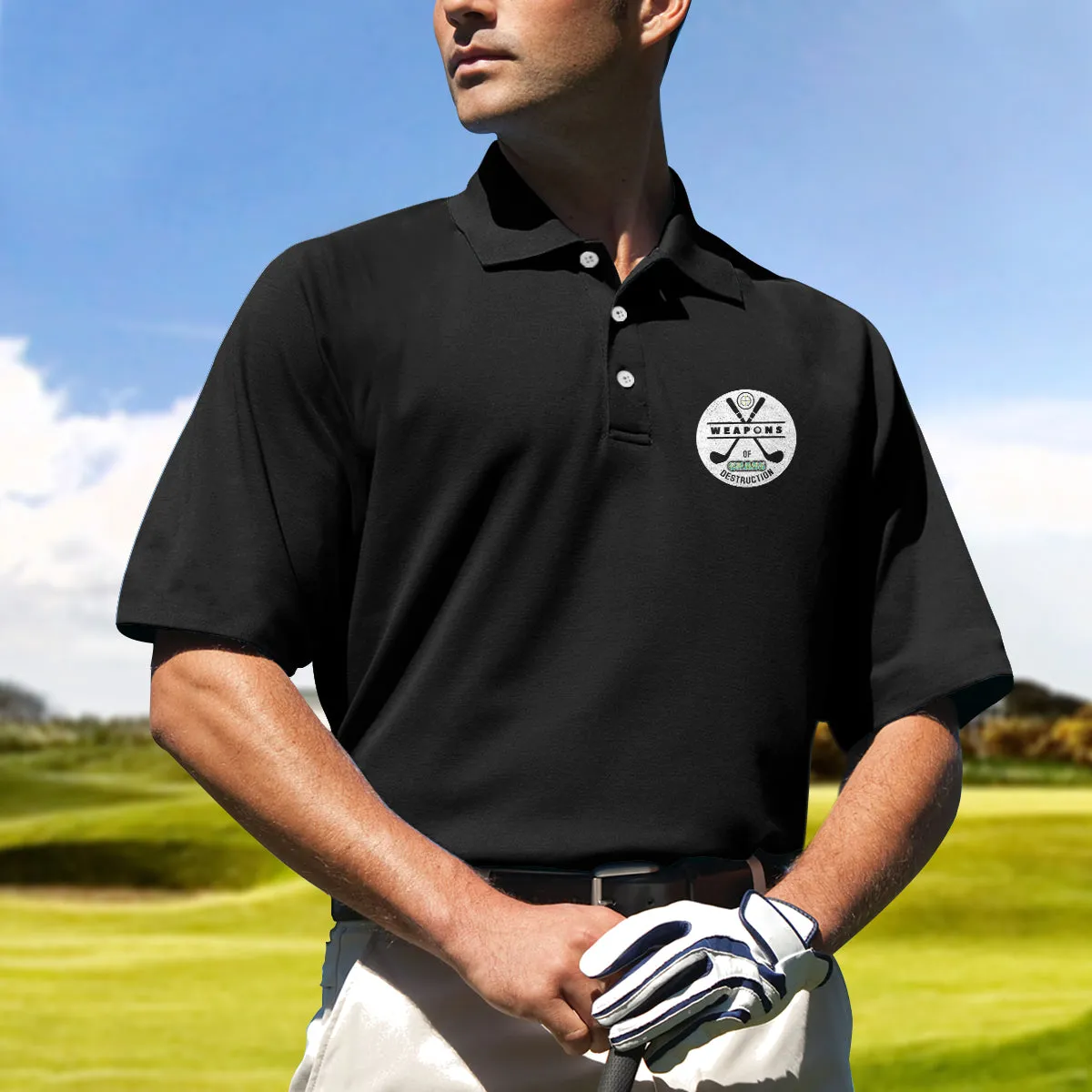 Weapons Of Grass Destruction Short Sleeve Custom Polo Shirt, Personalized Black Polo Shirt, Best Golf Shirt For Men Coolspod