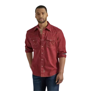 Wrangler Men's Solid Retro Premium Red Shirt