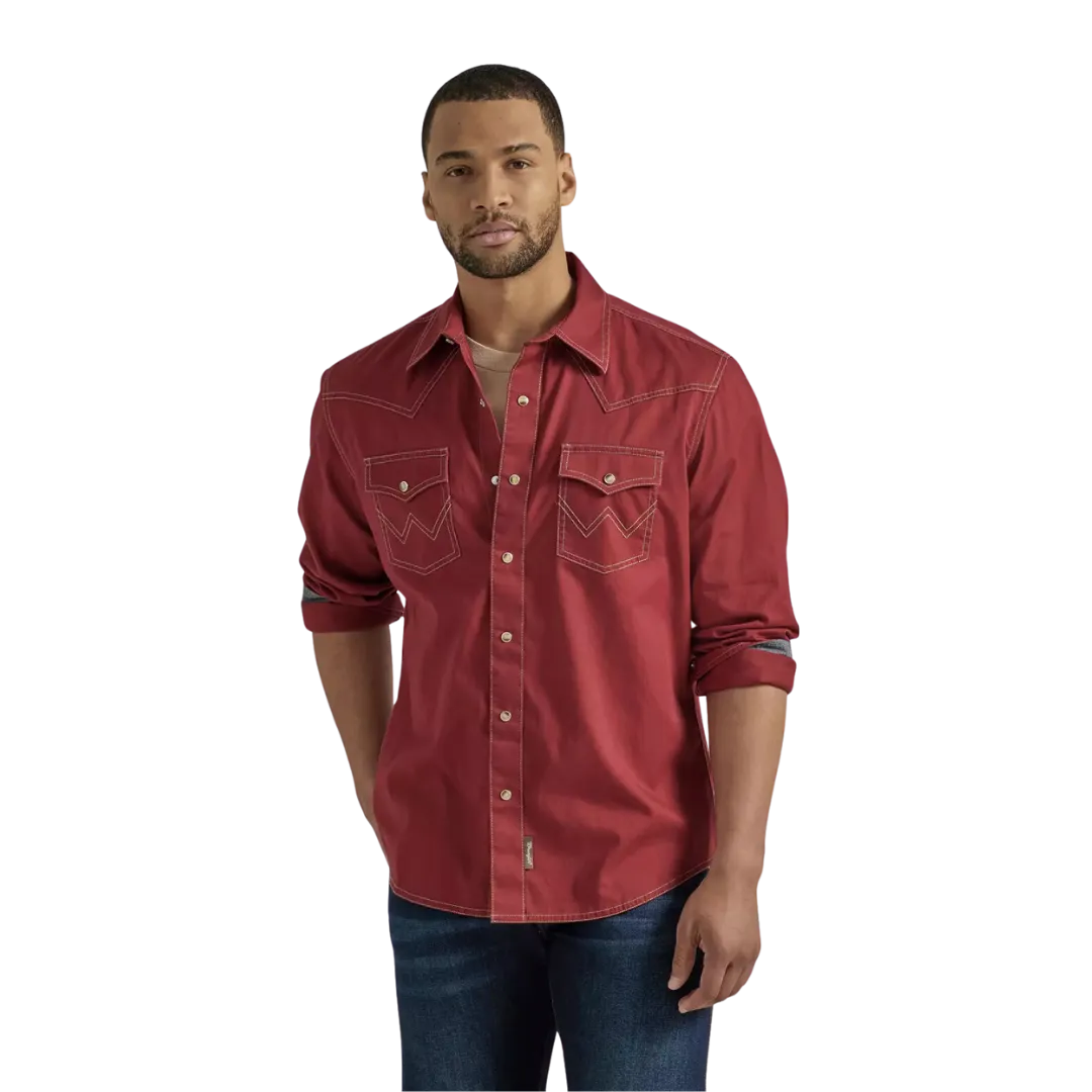 Wrangler Men's Solid Retro Premium Red Shirt