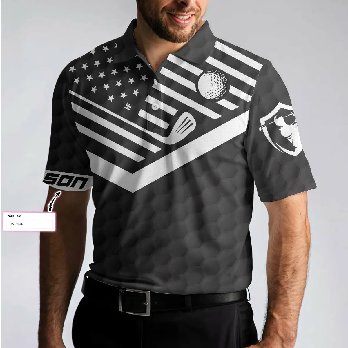 Yes I Do Have A Retirement Plan Golf Polo Shirt, Personalized Black American Flag Golf Shirt For Men Coolspod