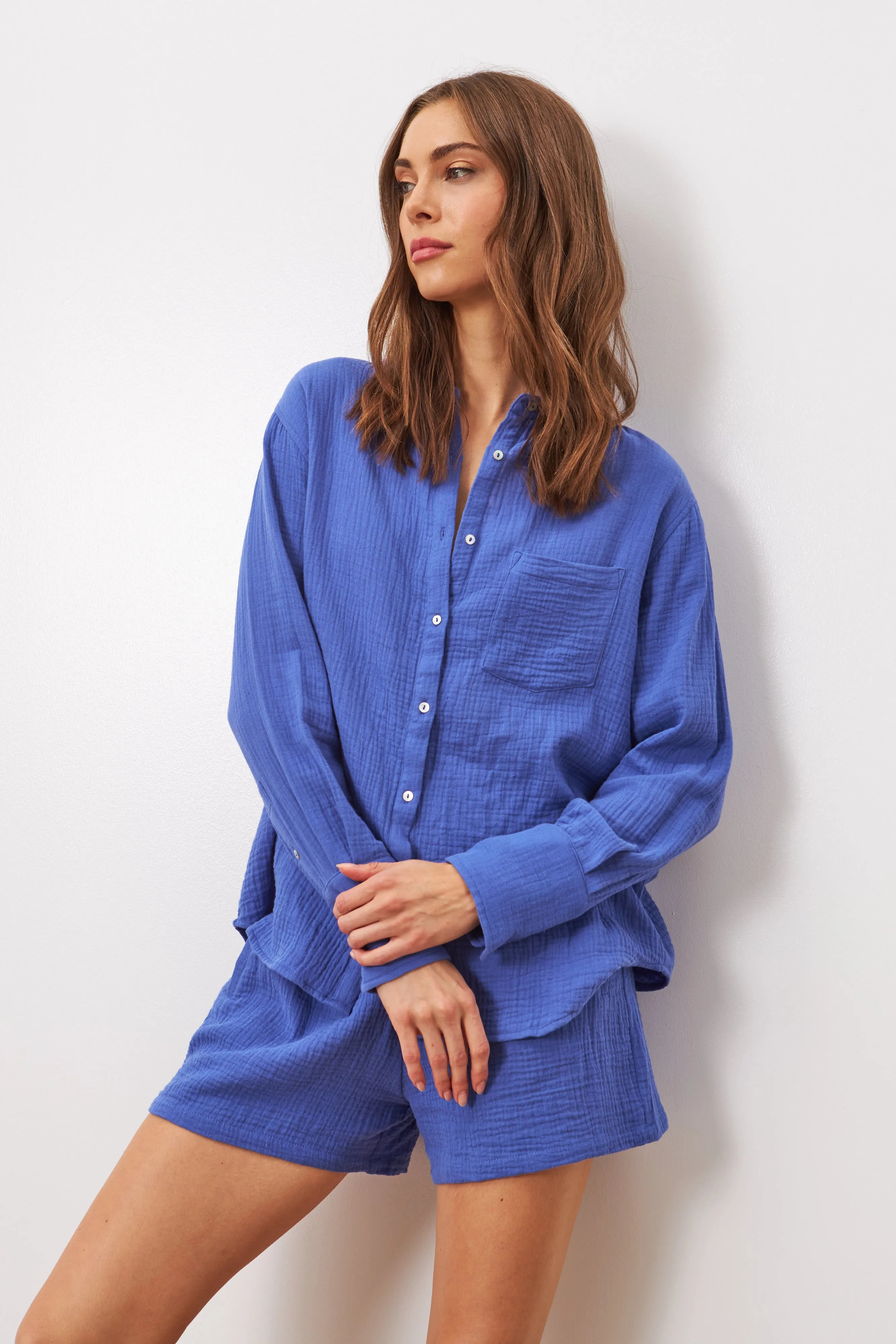 ZOSIA BUTTON-UP SHIRT (BLEU DE FRANCE) - LINE